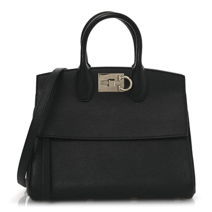 Salvatore Ferragamo Hammered Calfskin The Studio Bag Black 1 of 10