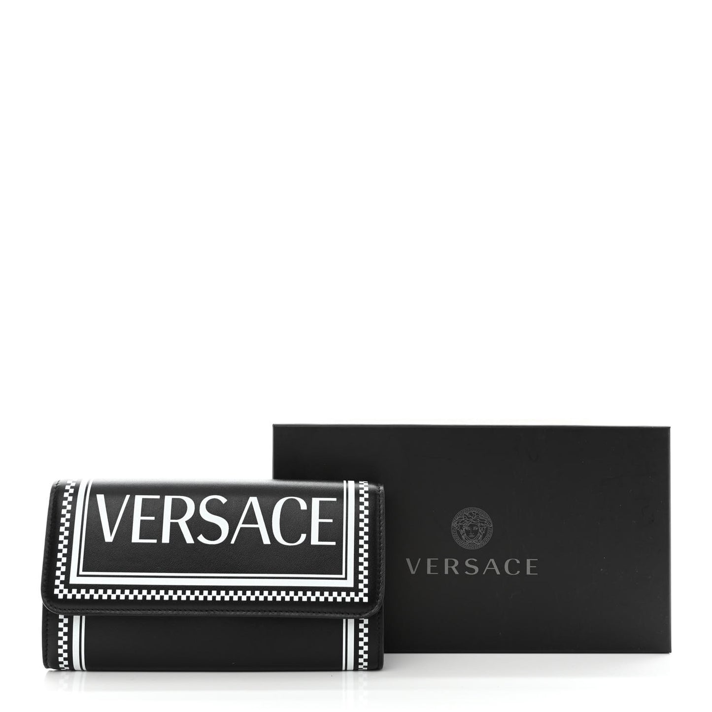Calfskin 90s Vintage Logo Wallet Black White