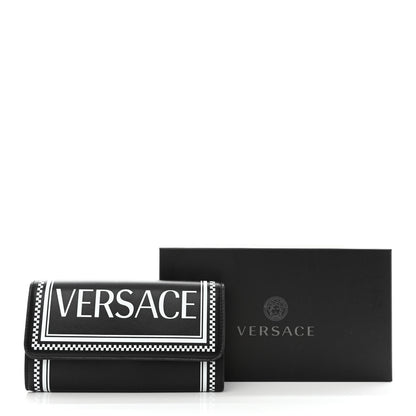 Versace Calfskin 90s Vintage Logo Wallet Black White 7 of 7