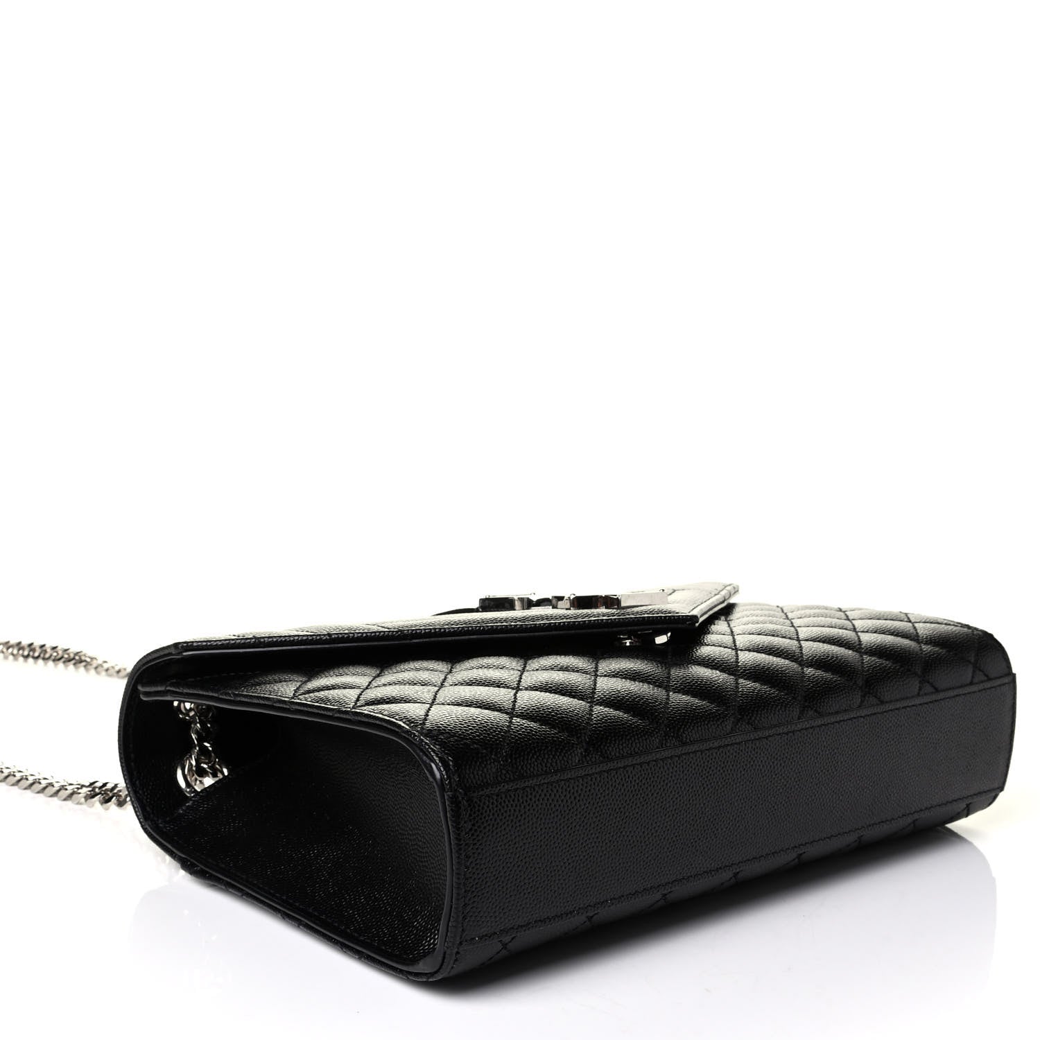 Saint Laurent Grain De Poudre Textured Mixed Matelasse Triquilt Medium Monogram Satchel Black 3 of 5