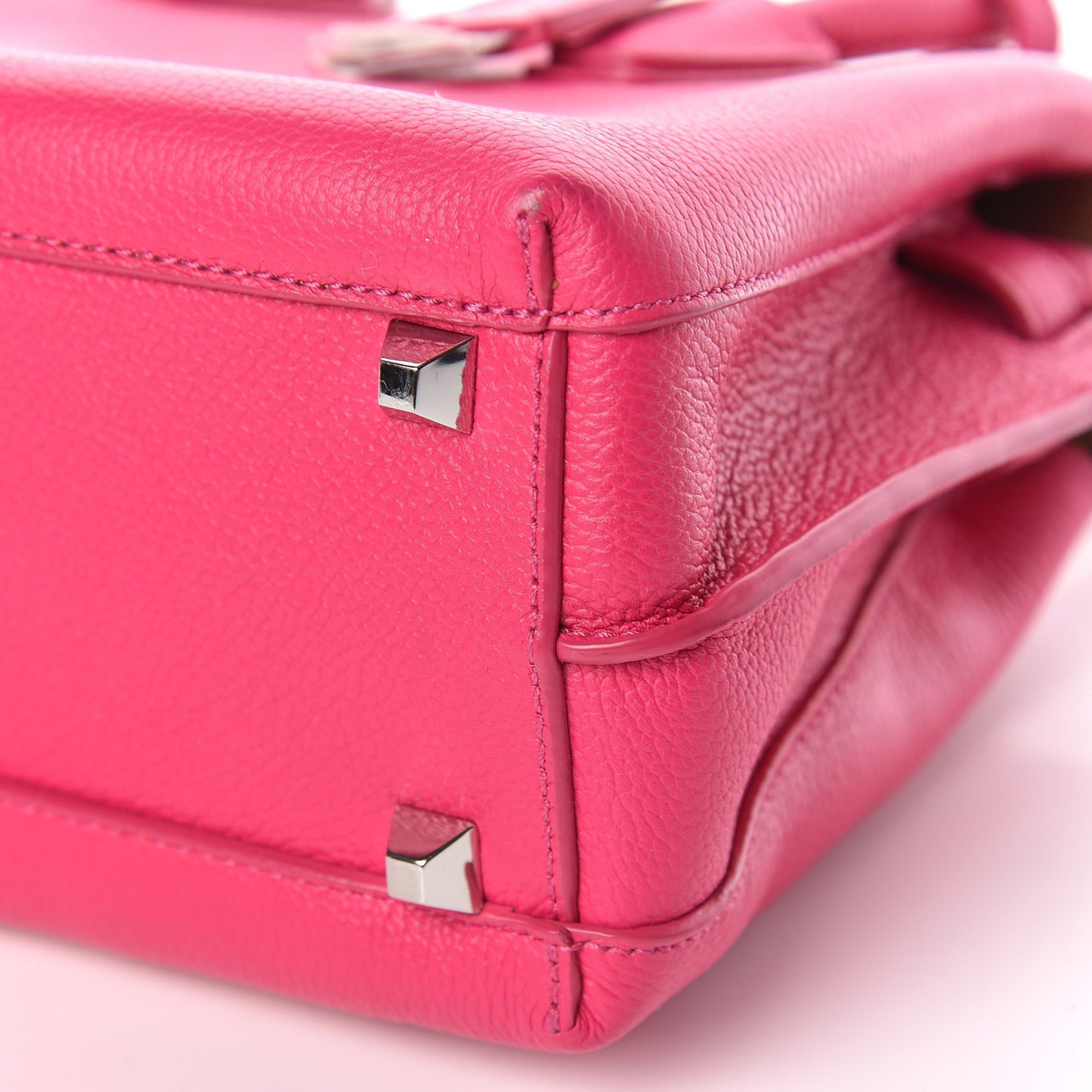 Grained Calfskin Mini Milla Tote Beetroot Pink
