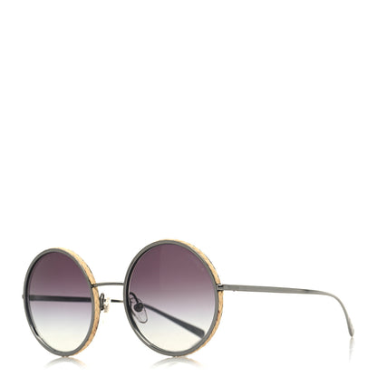 Chanel Metal Raffia Braided Round Sunglasses 4250 Ruthenium 1 of 8