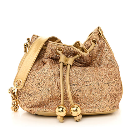 Chanel Metallic Brocade Lambskin CC Drawstring Bag Gold 1 of 12