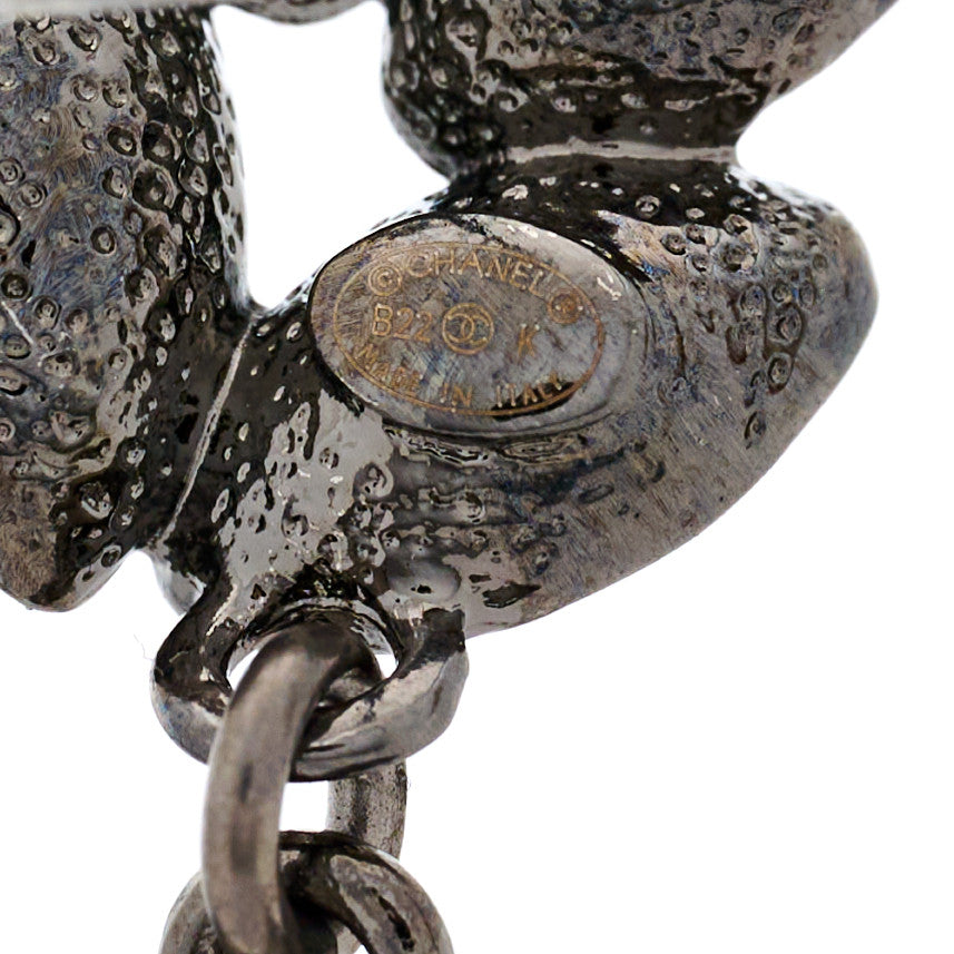 Chanel Ruthenium Crystal CC Dangle Earrings Silver 4 of 5