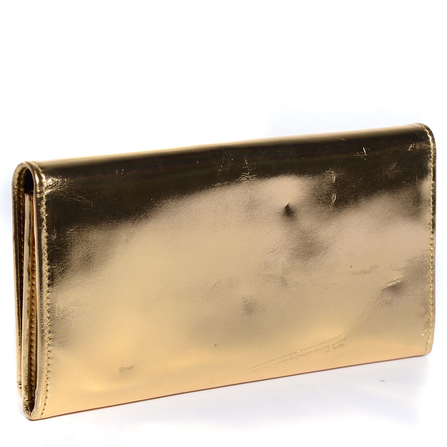 Balenciaga Laminated Calfskin Giant 12 Silver Hardware Money Wallet Gold 4 of 8