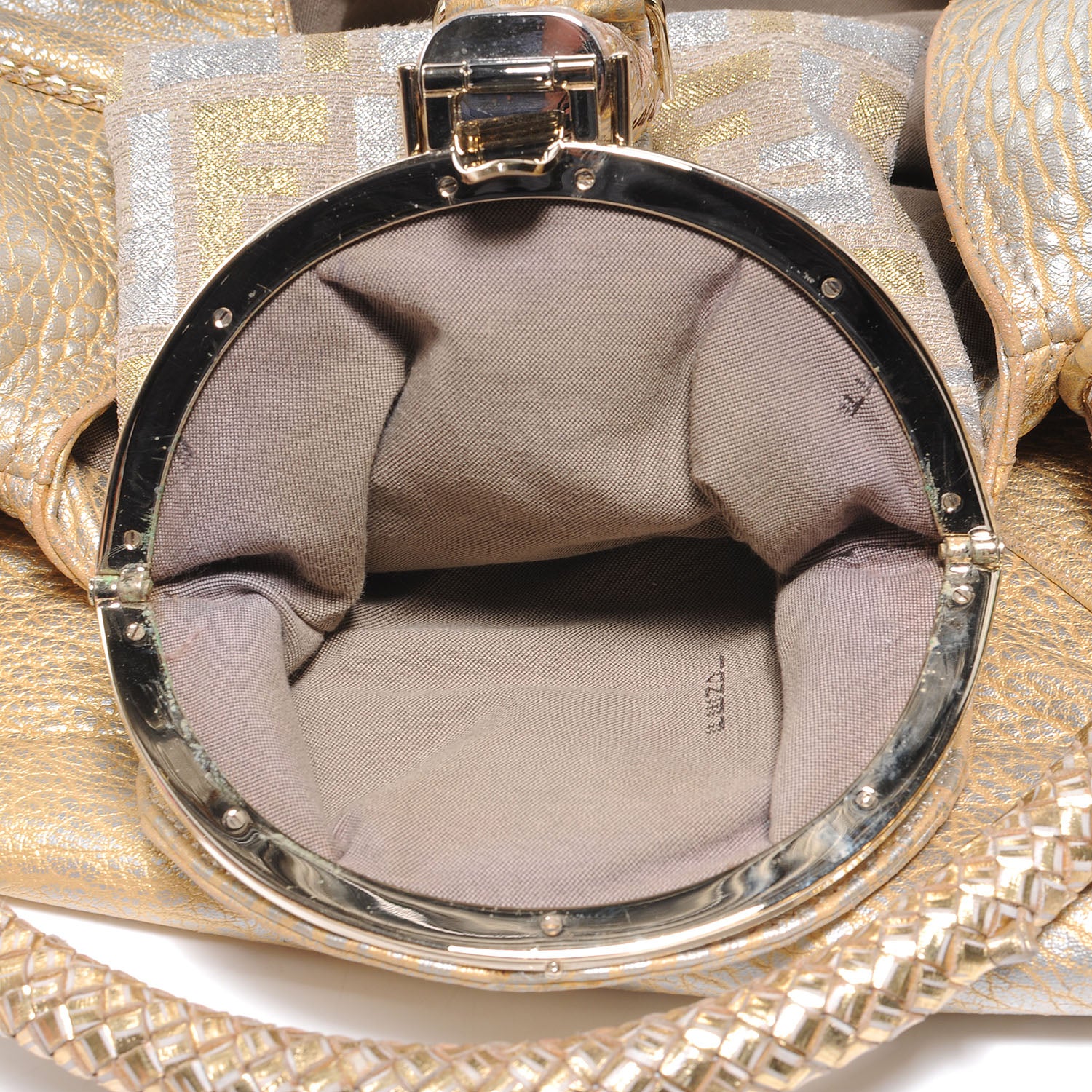 Fendi Nappa Nuvolata Bimetal Spy Oro Argento 7 of 9