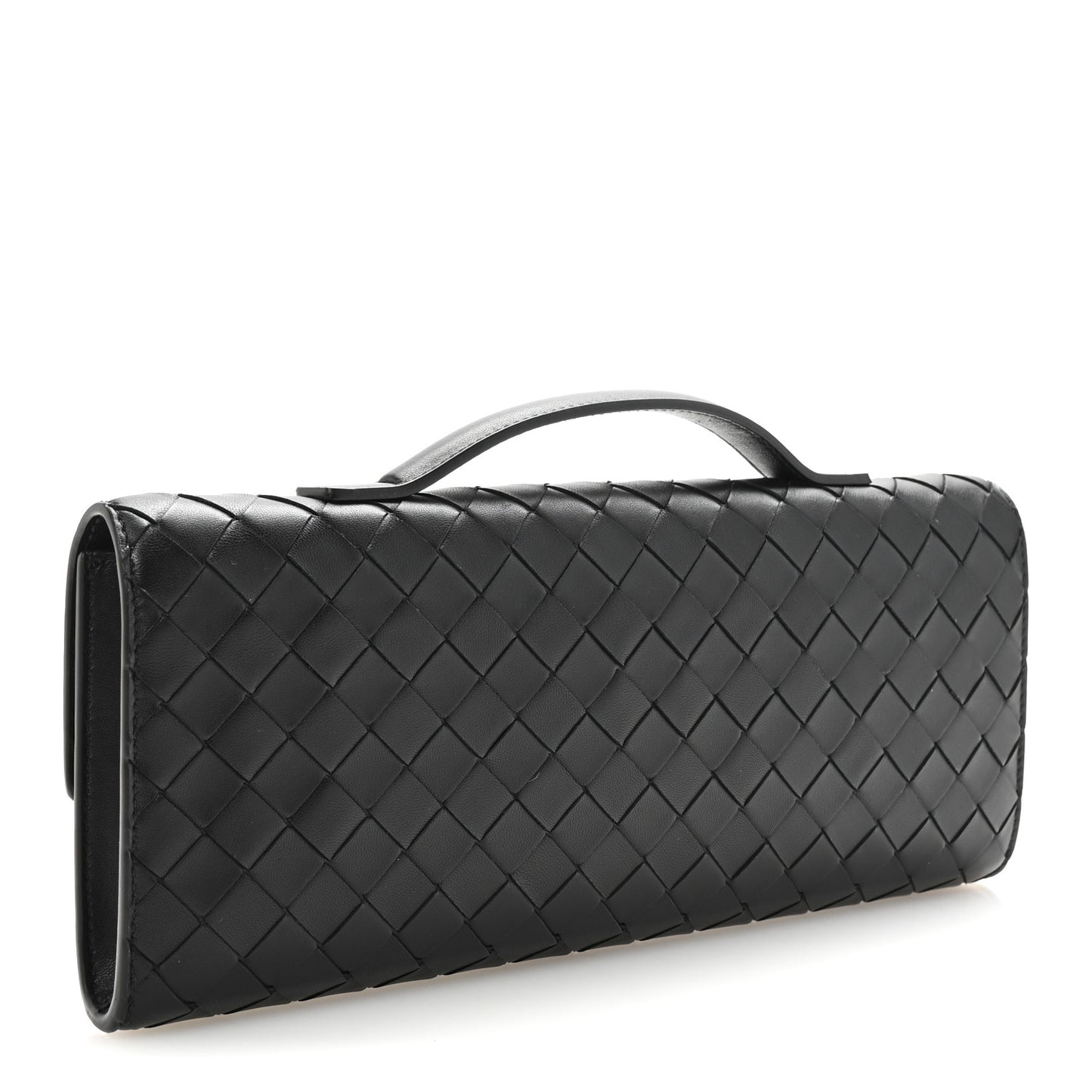 Nappa Intrecciato Long Andiamo Top Handle Clutch Black