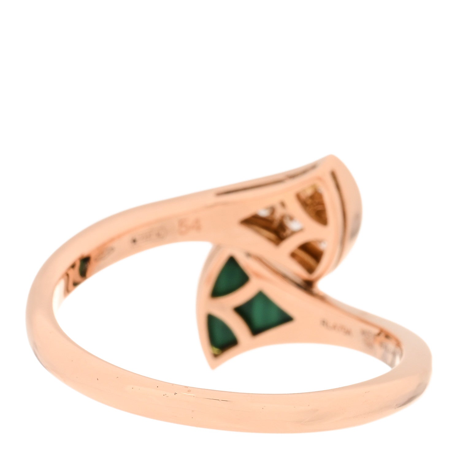 Bulgari 18K Rose Gold Diamond Malachite Divas' Dream Ring 54 7 3 of 5