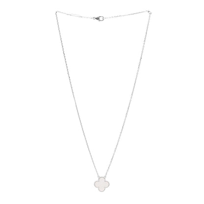 Van Cleef & Arpels 18K White Gold Mother of Pearl Vintage Alhambra Pendant Necklace 3 of 5