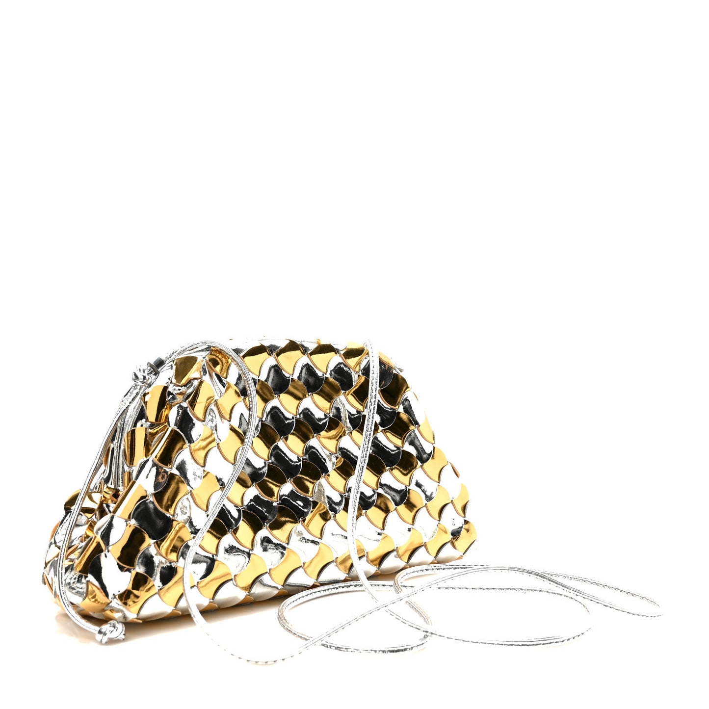 Metallic Lambskin Intrecciato The Mini Pouch Silver Gold
