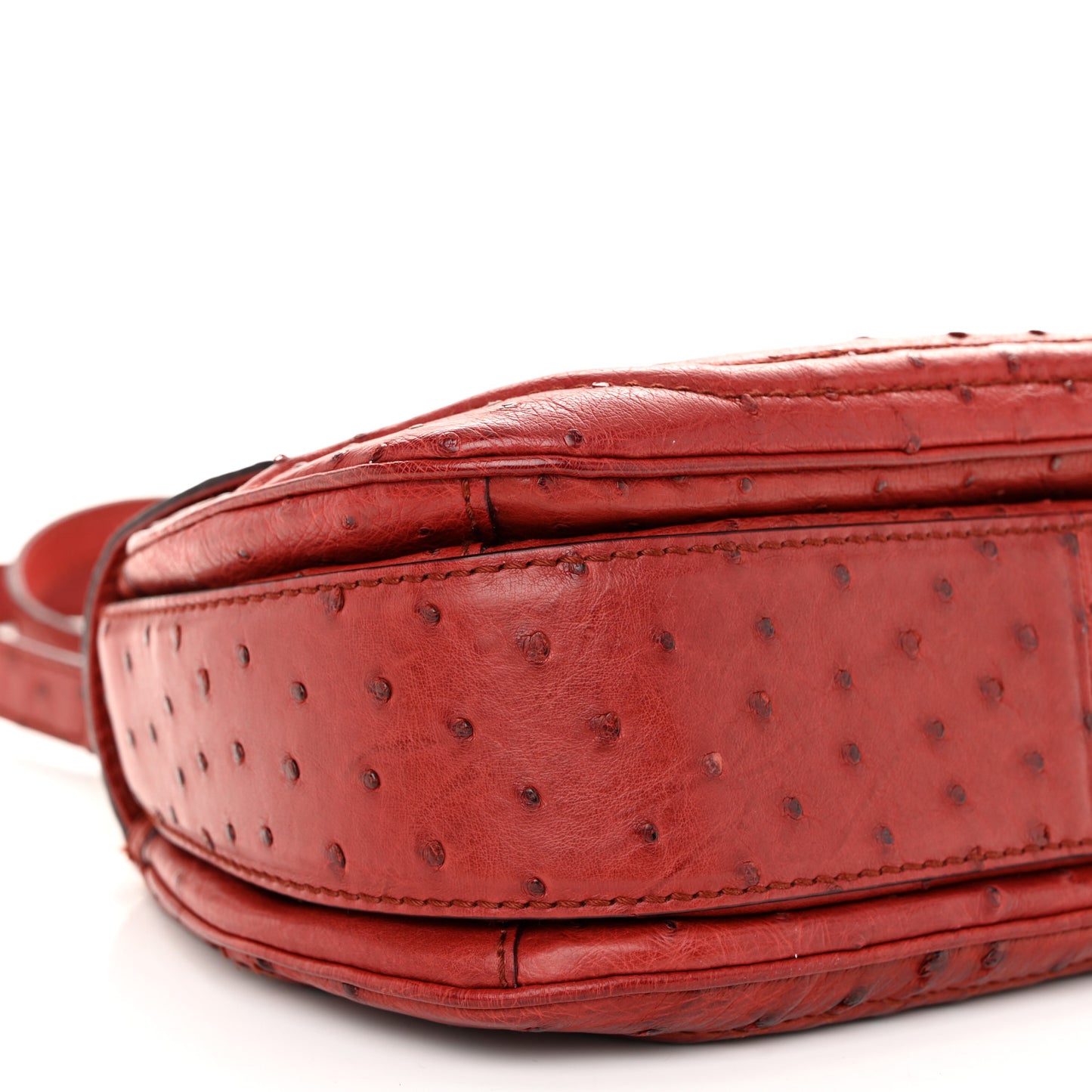 Ostrich Medium New Bamboo Top Handle Bag Red