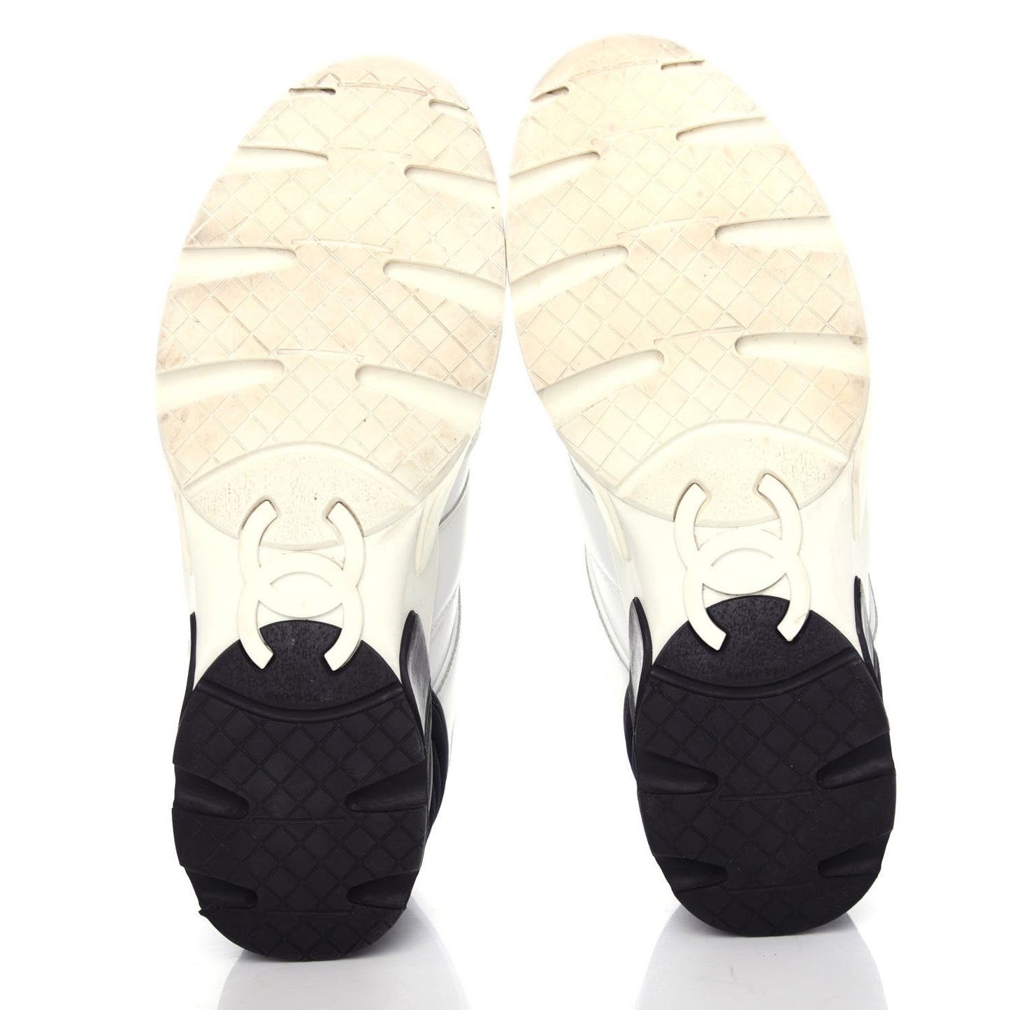 Calfskin Lambskin Womens CC Sneakers 38.5 White Black