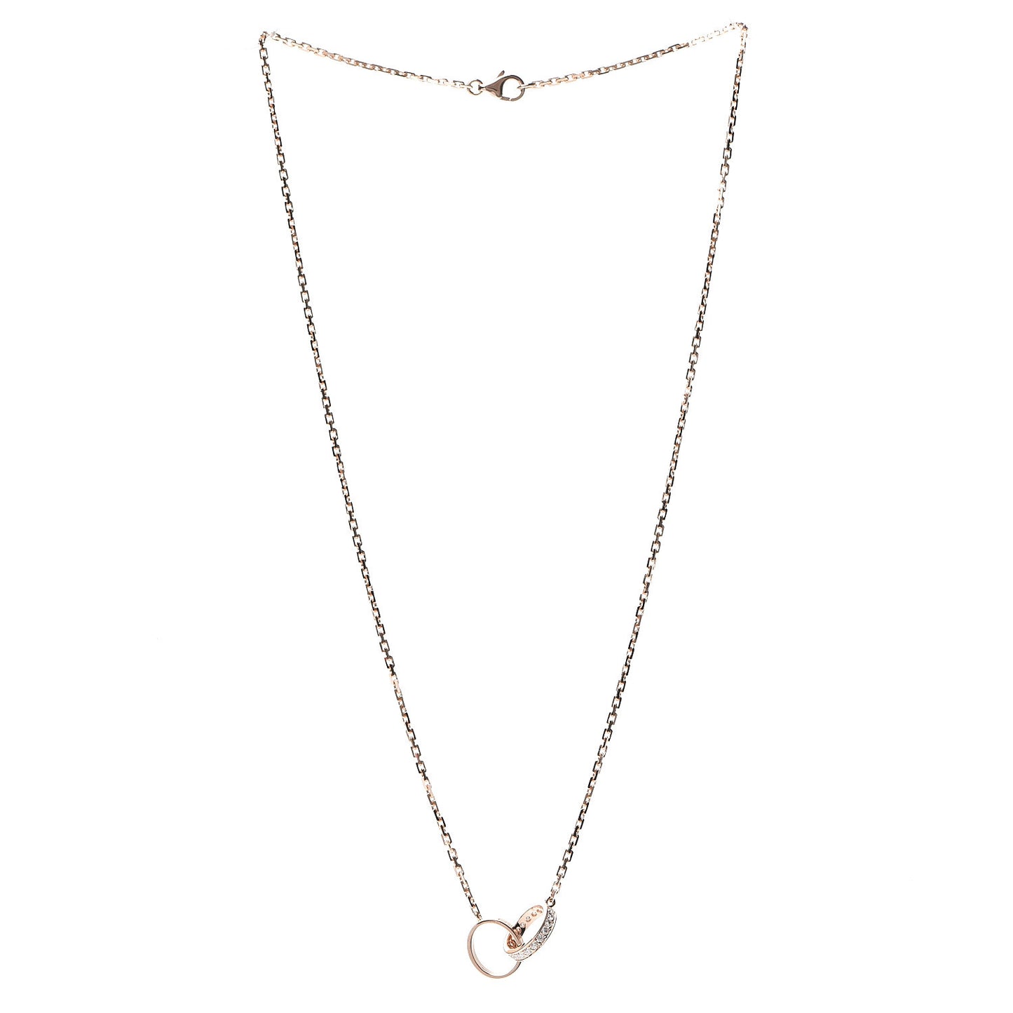 18K Pink Gold Diamond Interlocking LOVE Necklace