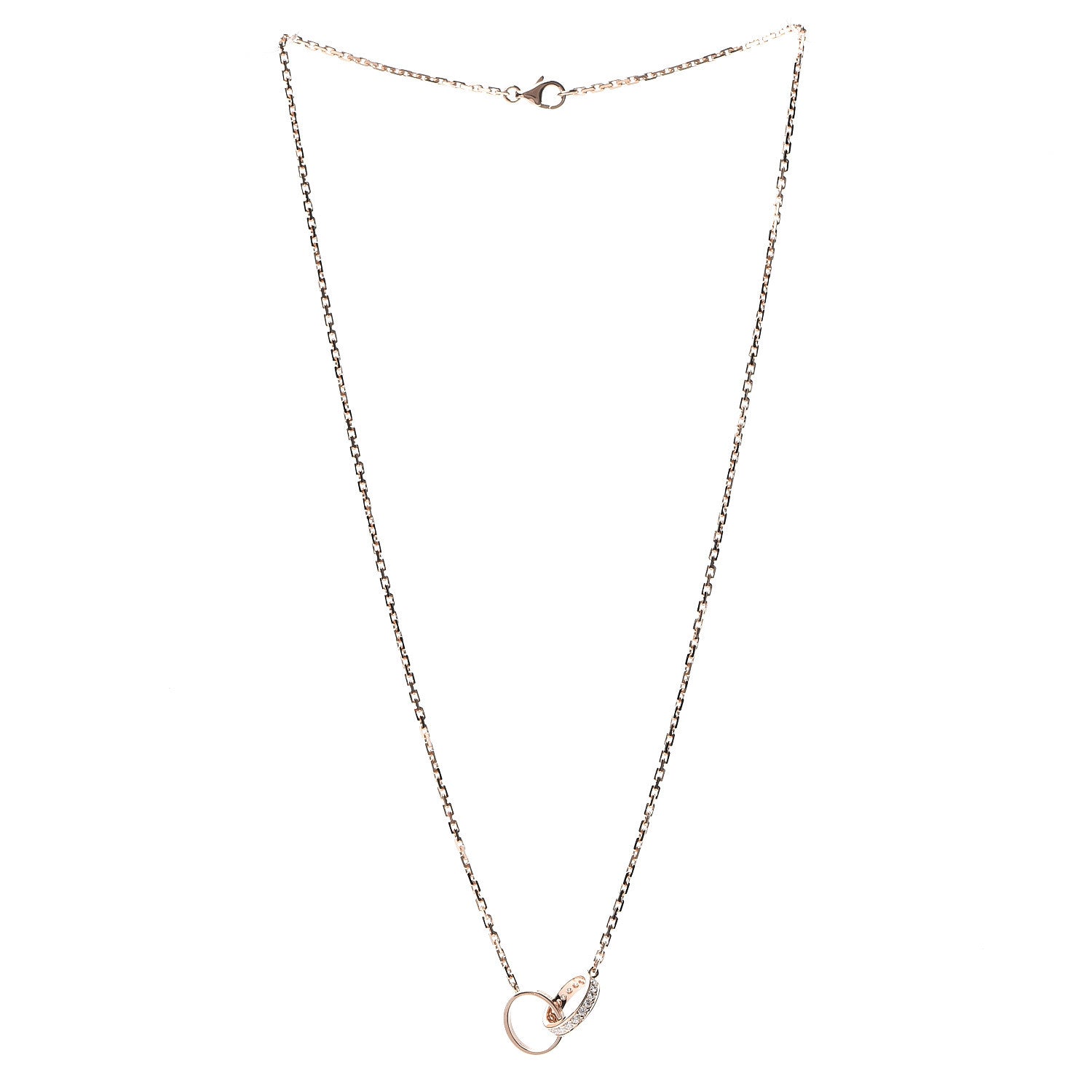 Cartier 18K Pink Gold Diamond Interlocking LOVE Necklace 2 of 6