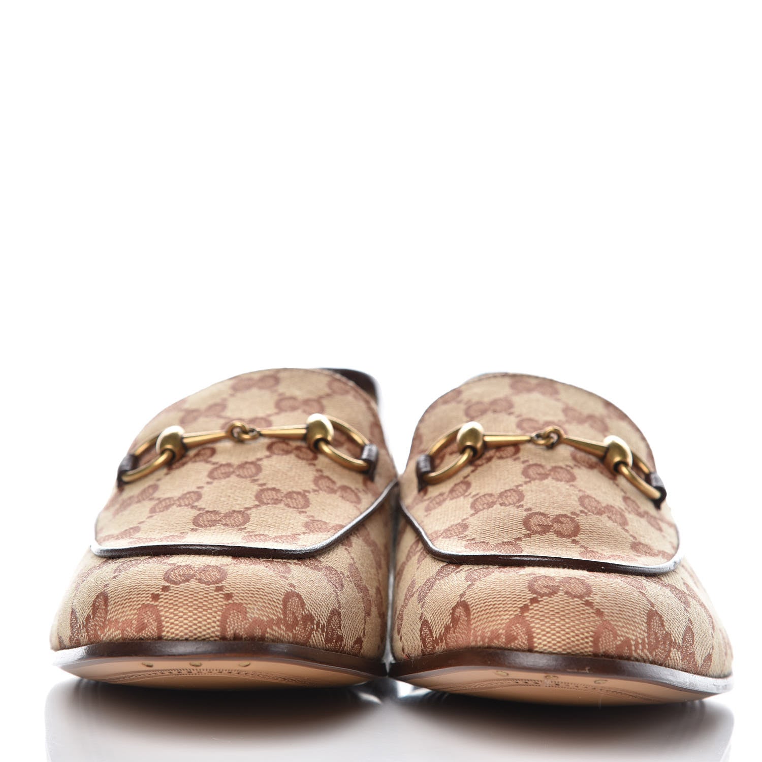 Gucci Canvas GG Monogram Horsebit Mens Jordaan Loafers 10 Beige Ruggine Light Brown 2 of 9