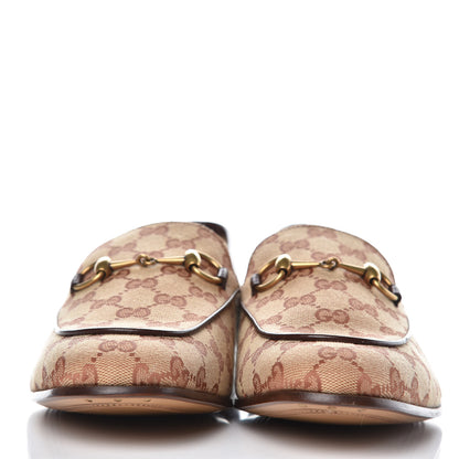 Gucci Canvas GG Monogram Horsebit Mens Jordaan Loafers 10 Beige Ruggine Light Brown 2 of 9