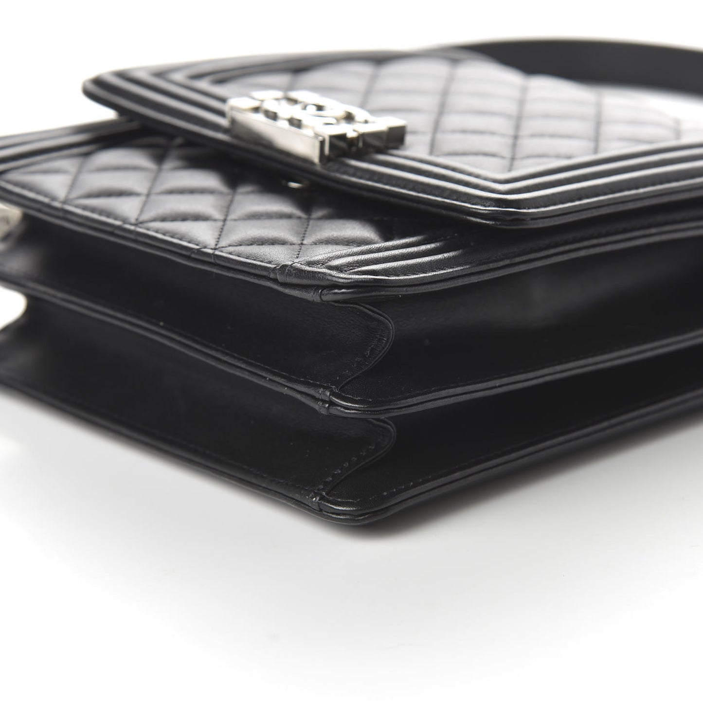 Calfskin Quilted North South Boy Flap Black