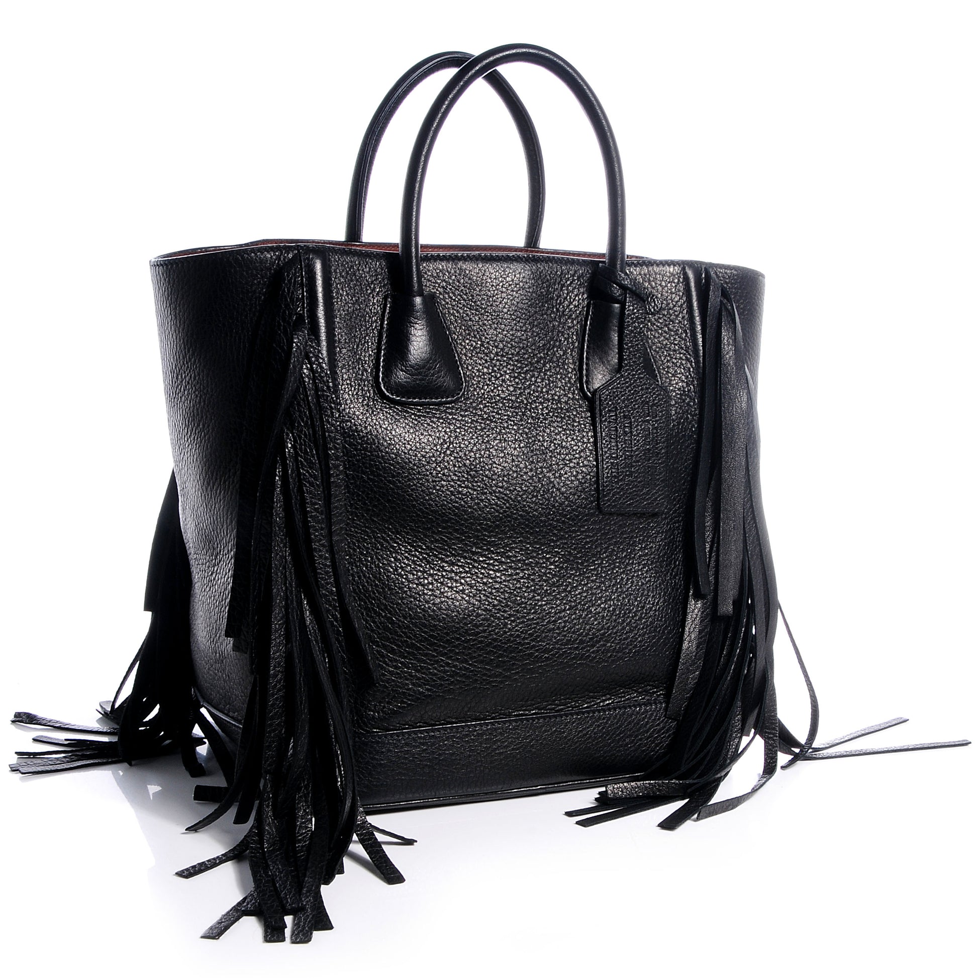 Prada Cervo Deerskin Fringe Tote Black 3 of 10