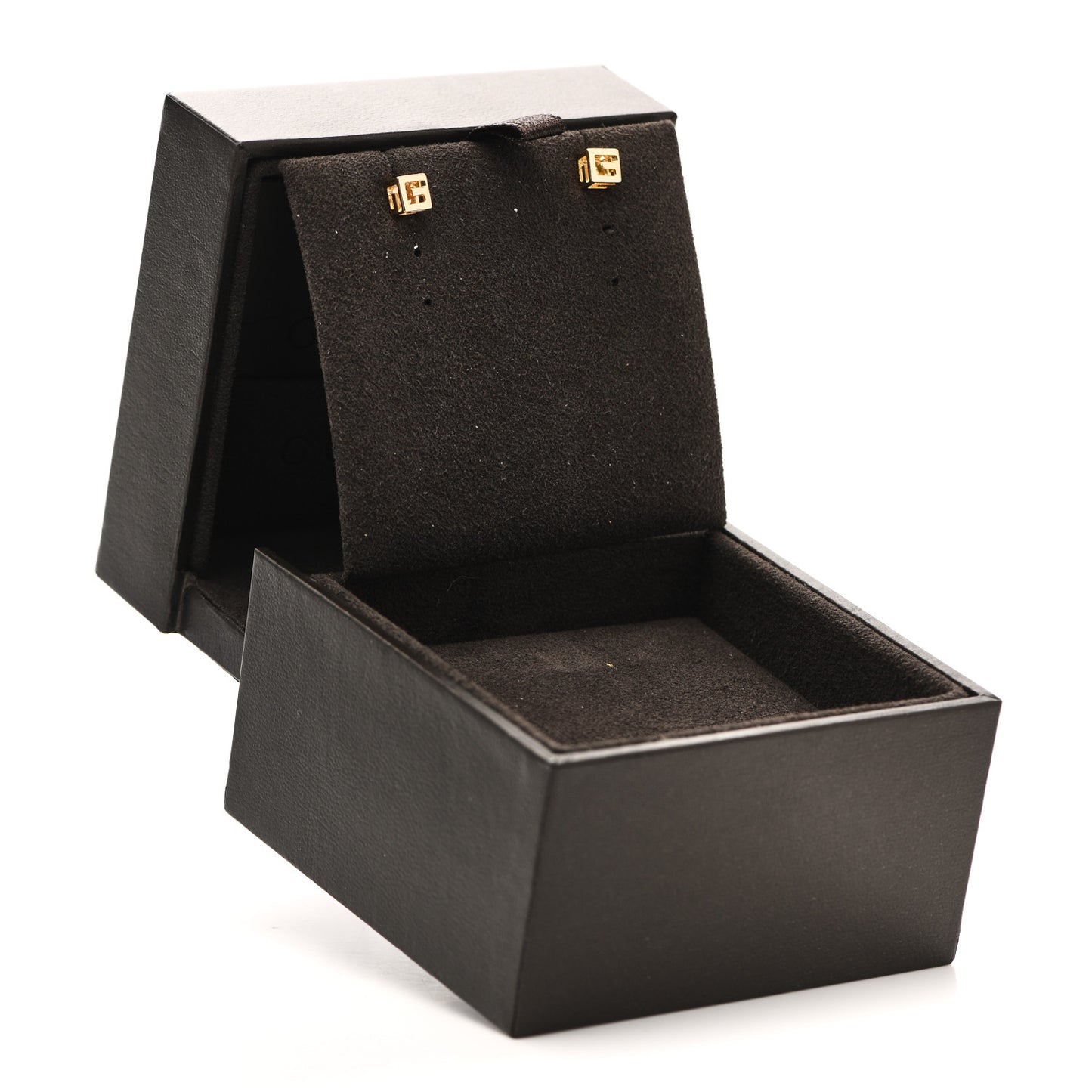 18K Yellow Gold Logo Cube Stud Earrings