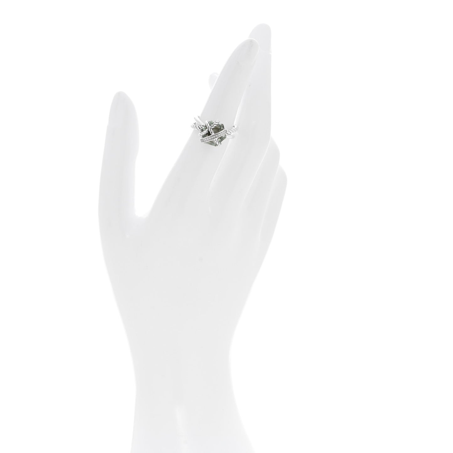 Sterling Silver Diamond Prasiolite 10mm Cable Wrap Ring 49 5