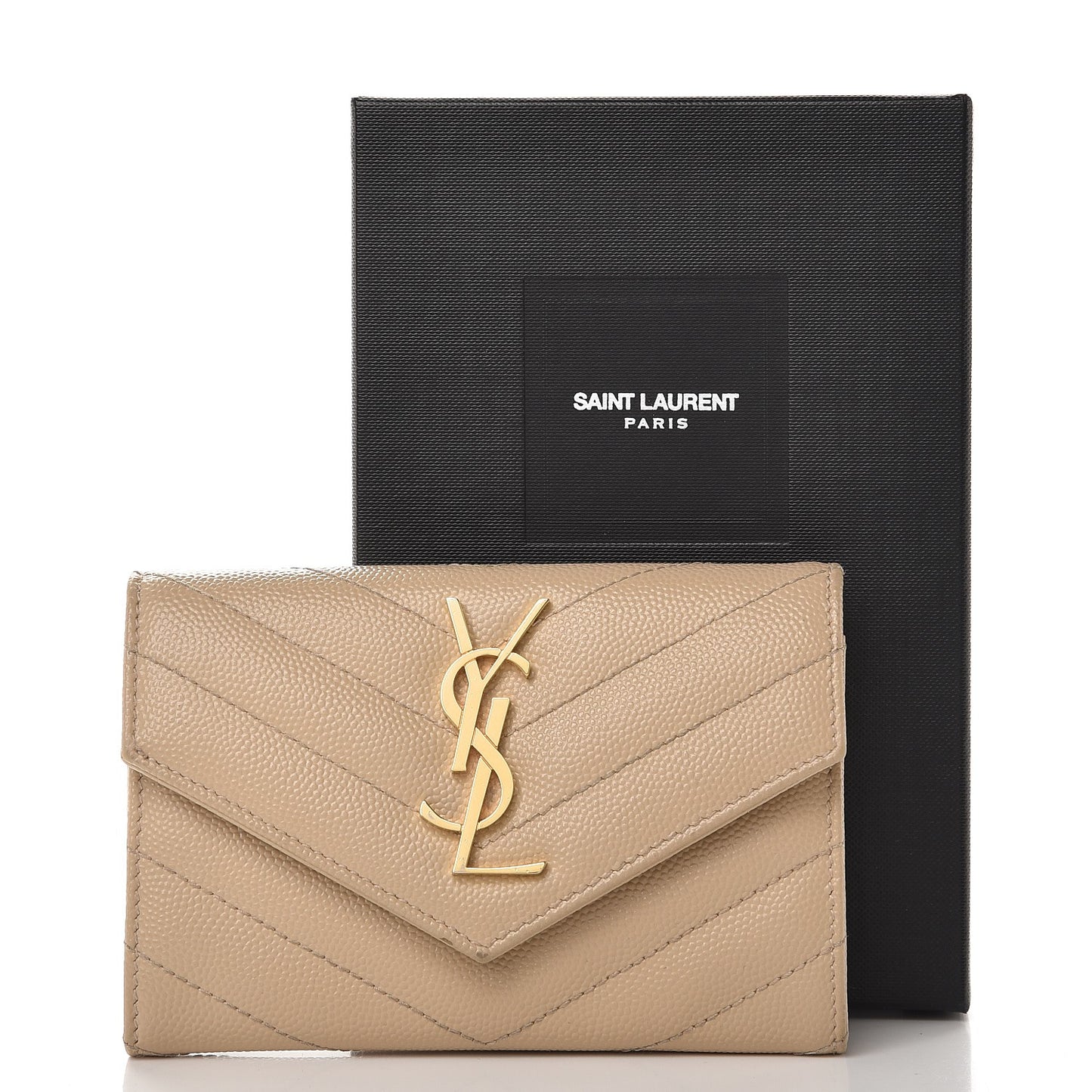 Grain De Poudre Matelasse Chevron Small Monogram Envelope Wallet Nude Powder