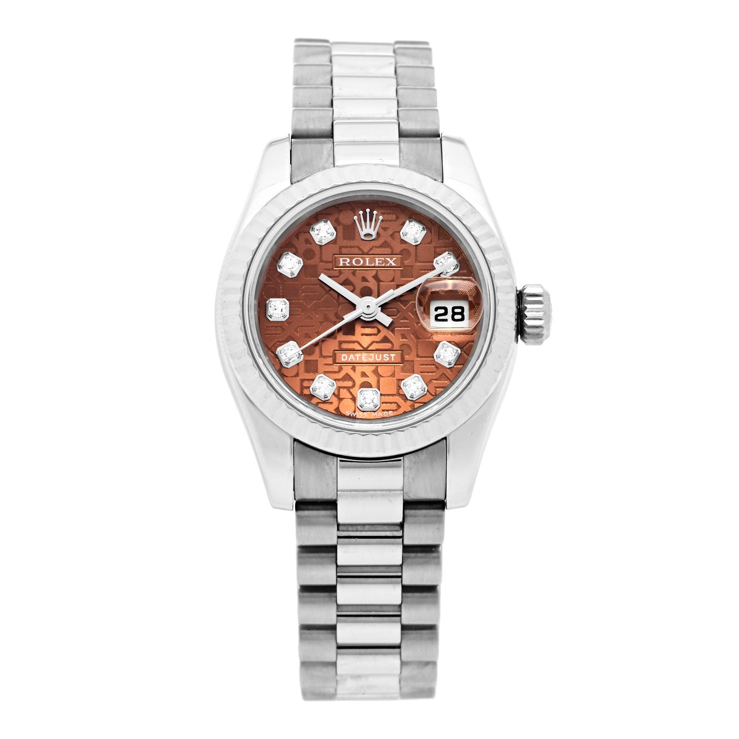 Rolex 18K White Gold Diamond 26mm Oyster Perpetual Datejust President Watch Havana Jubilee 179179 1 of 5
