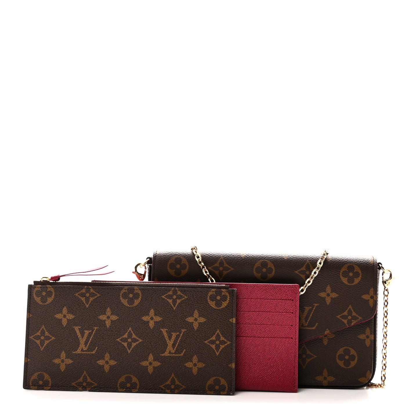 Monogram Pochette Felicie Chain Wallet Fuchsia