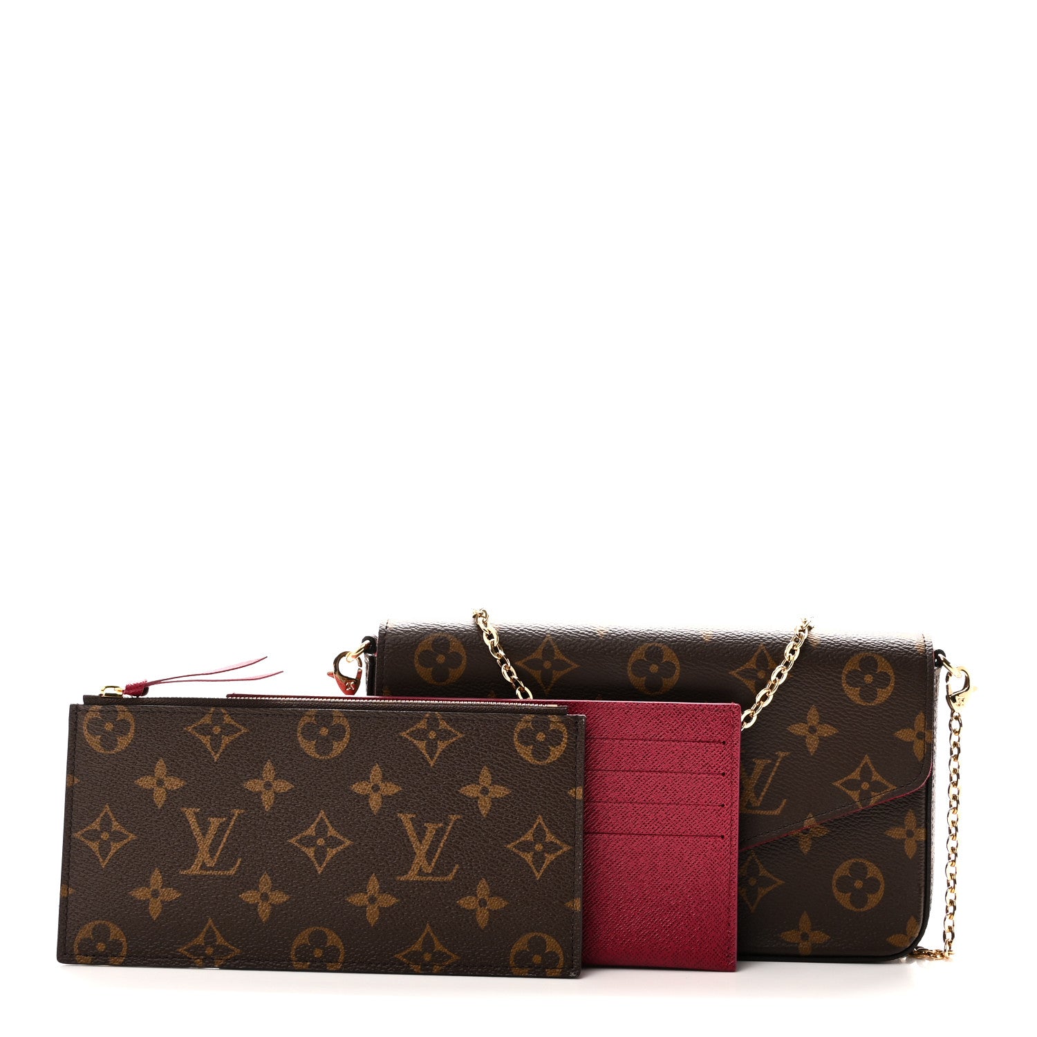 Louis Vuitton Monogram Pochette Felicie Chain Wallet Fuchsia 3 of 10