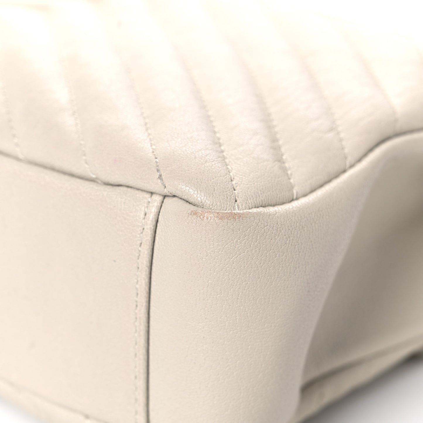 Sheepskin Matelasse Chevron Monogram Medium College Bag Crema Soft