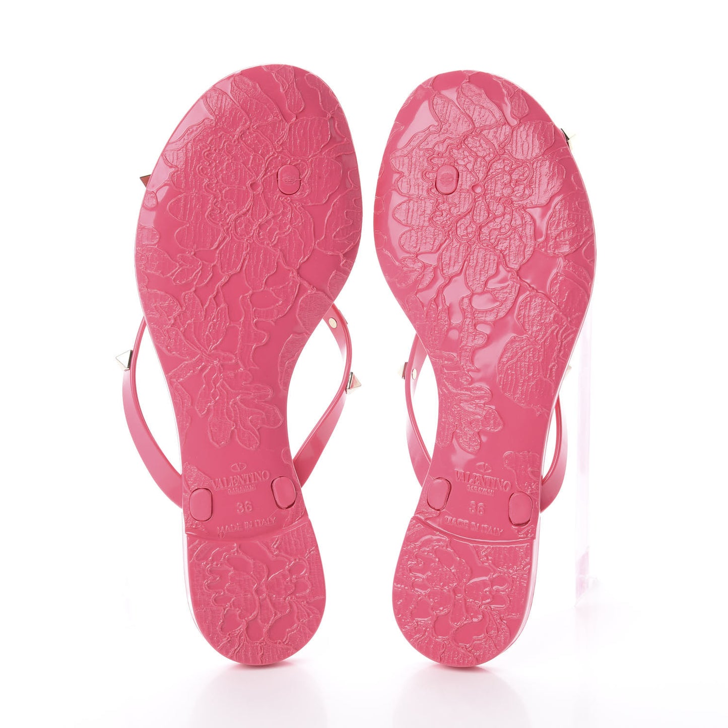 PVC Jelly Rockstud Bow Thong Sandals 36 Sweet Pink