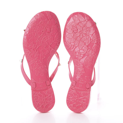 Valentino Garavani PVC Jelly Rockstud Bow Thong Sandals 36 Sweet Pink 5 of 7