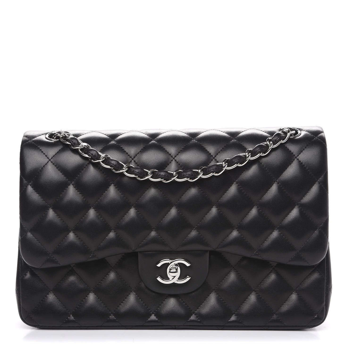 Chanel Lambskin Quilted Jumbo Double Flap Black 1 of 12