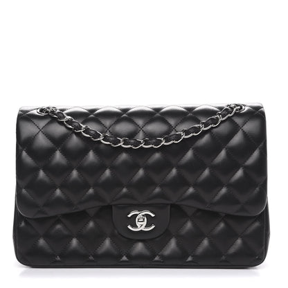 Chanel Lambskin Quilted Jumbo Double Flap Black 1 of 12