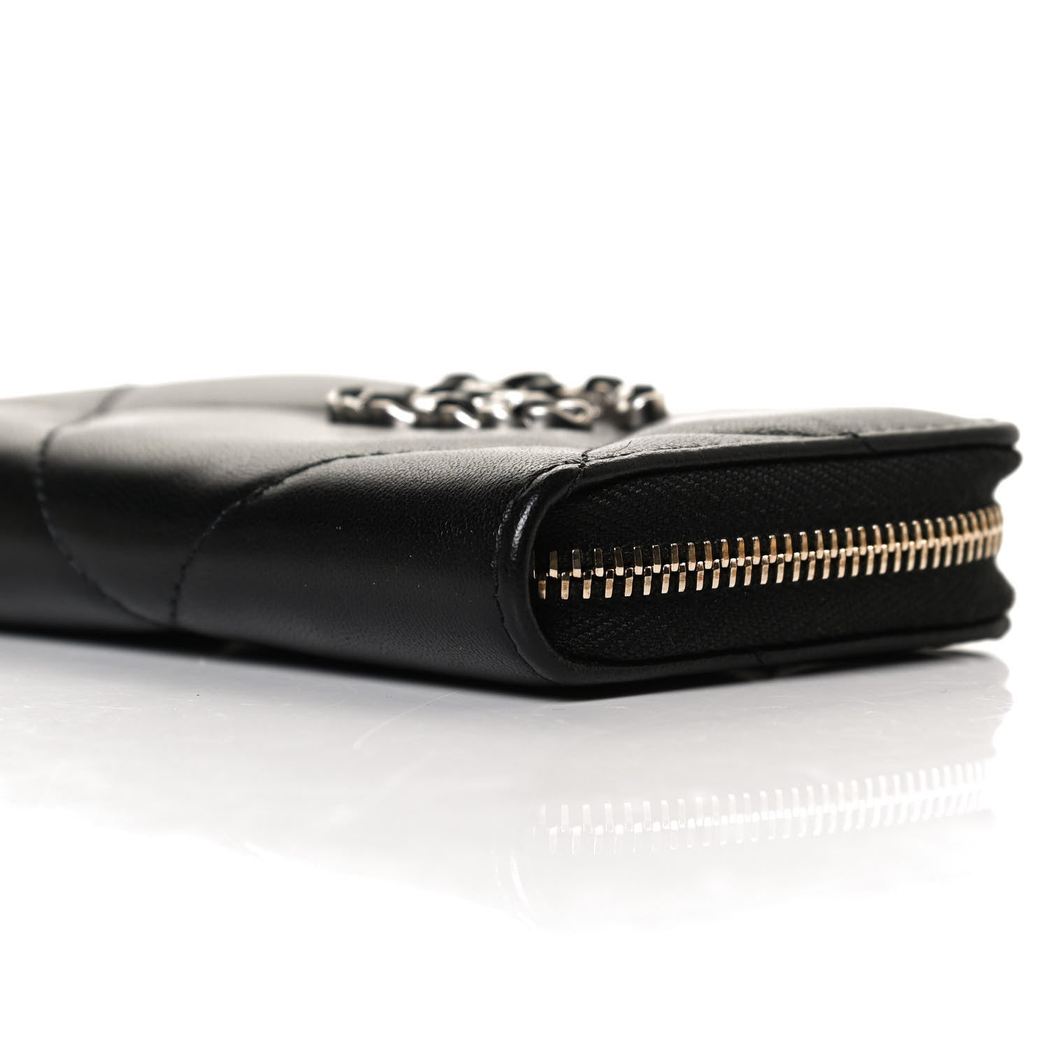 Chanel Lambskin Quilted Chanel 19 Zip Around Coin Purse Wallet Black 9 of 12