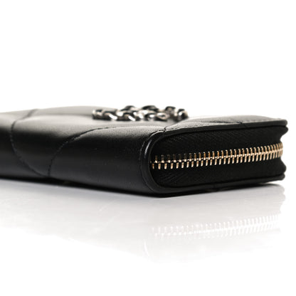 Chanel Lambskin Quilted Chanel 19 Zip Around Coin Purse Wallet Black 9 of 12