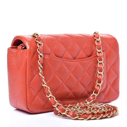 Chanel Pearly Caviar Quilted Mini Rectangular Flap Orange 3 of 10