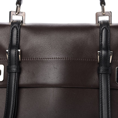 Prada City Calfskin Convertible Top Handle Tote Caffe Black 9 of 10