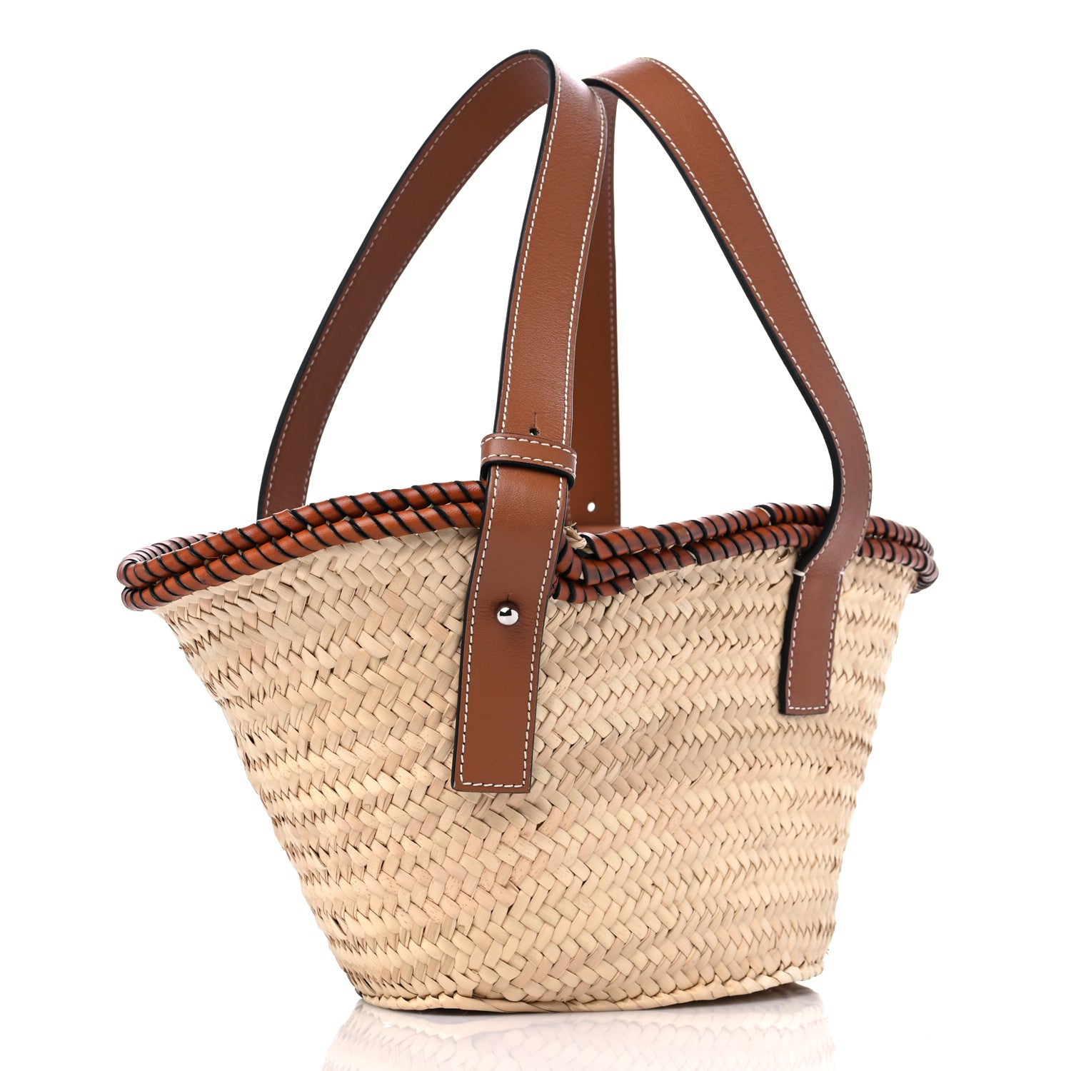 Loewe Raffia Small Basket Tote Bag Natural Tan 2 of 9