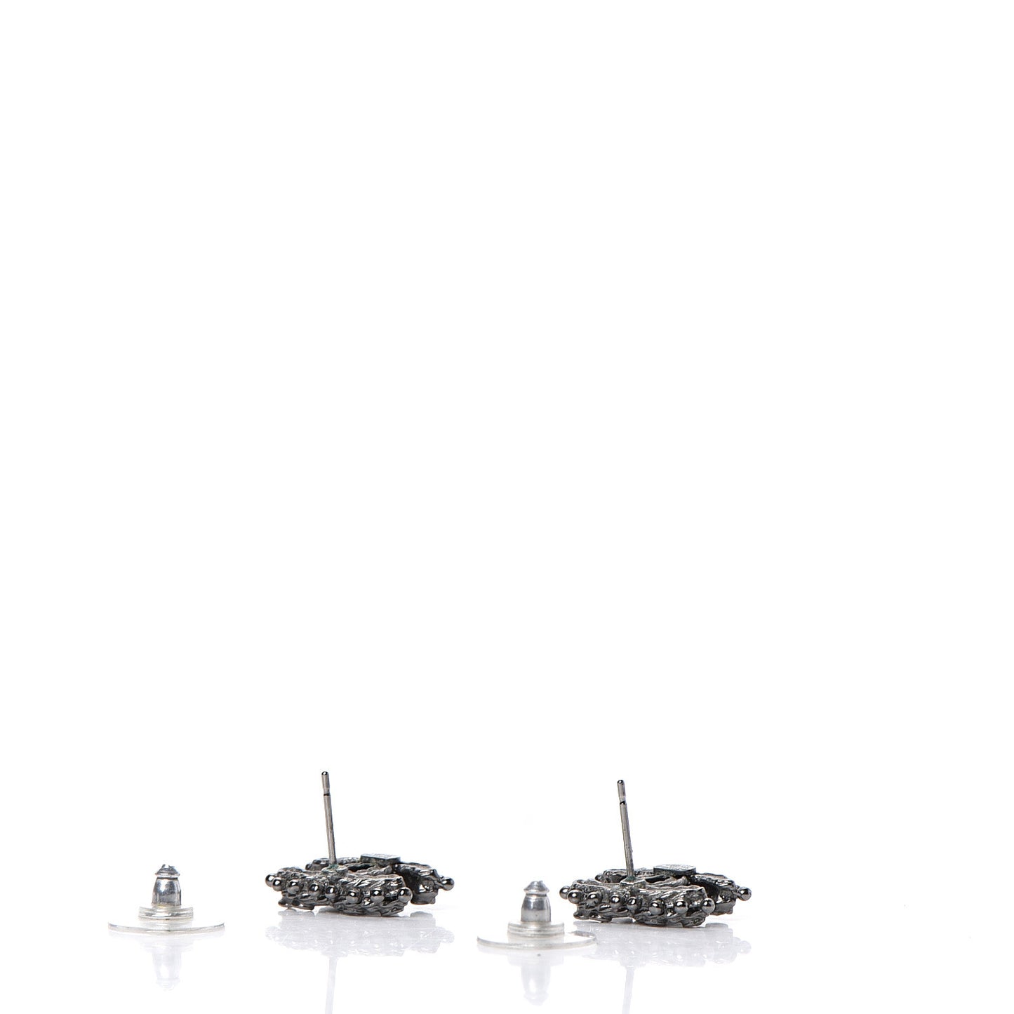 Crystal CC Earrings Ruthenium Dark Grey