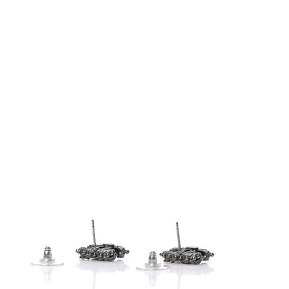 Chanel Crystal CC Earrings Ruthenium Dark Grey 3 of 5