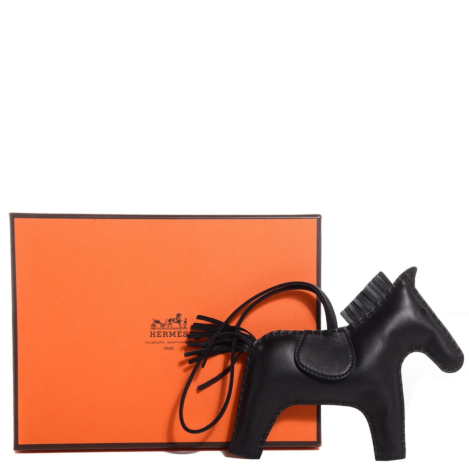 Hermes Milo Lambskin Grigri Rodeo Horse Bag Charm GM So Black 6 of 6