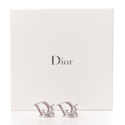 Christian Dior Crystal Logo Clip On Earrings Rose 5 of 5