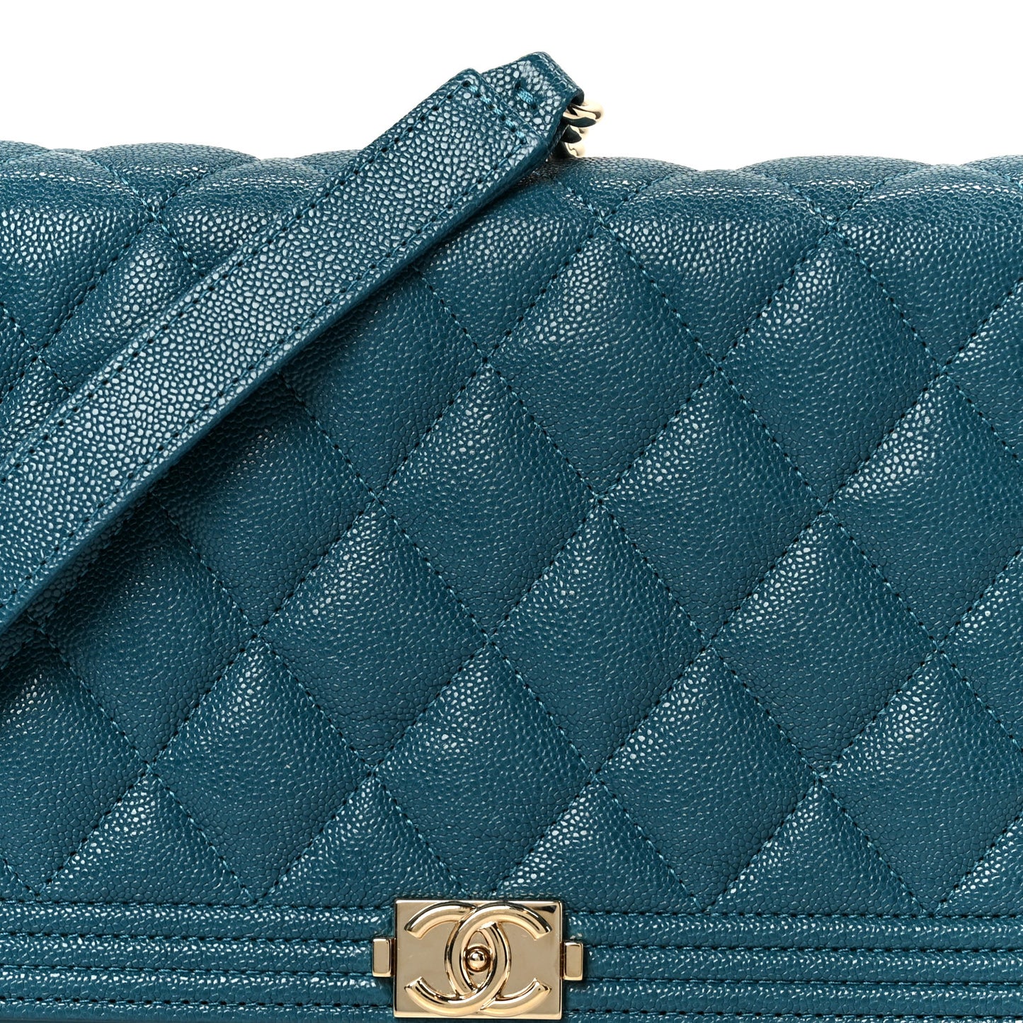 Caviar Quilted Boy Wallet On Chain WOC Blue