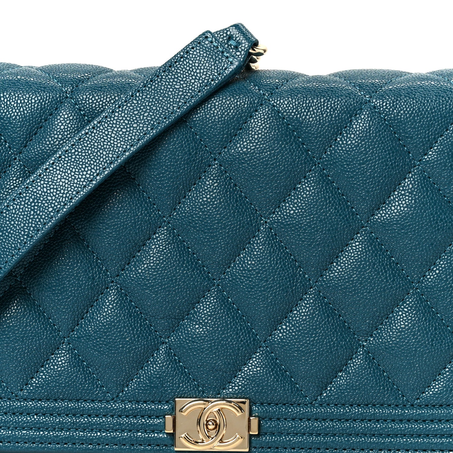 Chanel Caviar Quilted Boy Wallet On Chain WOC Blue 9 of 11