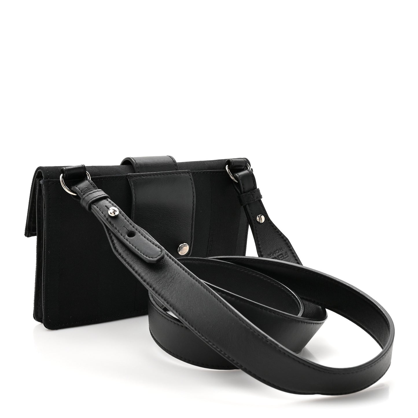 Recycled Nylon Vitello Grace Light Pequin Baguette Belt Pouch Black
