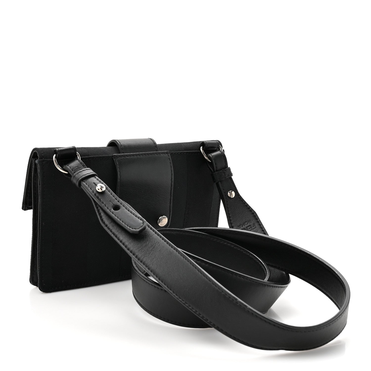 Fendi Recycled Nylon Vitello Grace Light Pequin Baguette Belt Pouch Black 3 of 12