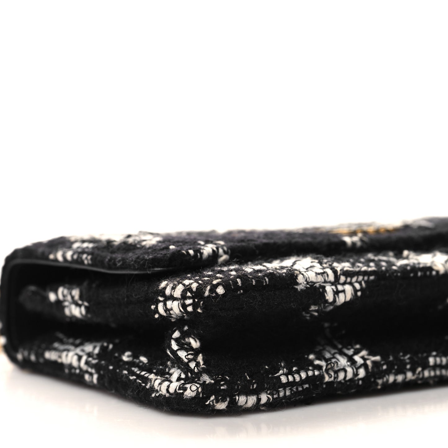 Tweed Quilted Chanel 19 Wallet On Chain WOC Black White