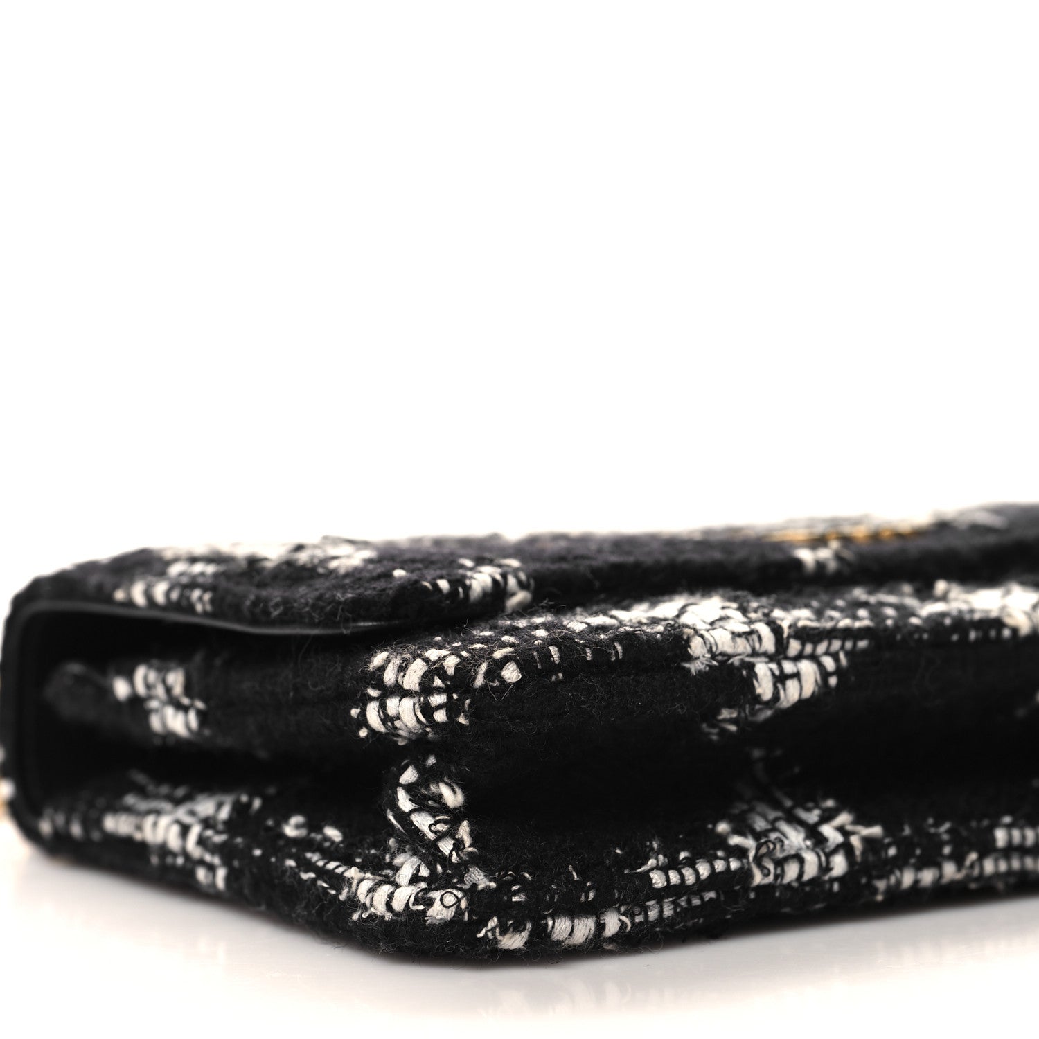 Chanel Tweed Quilted Chanel 19 Wallet On Chain WOC Black White 10 of 12