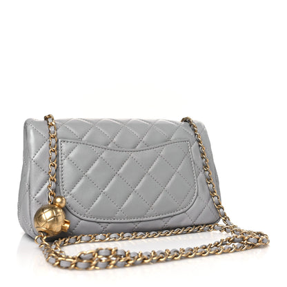 Chanel Lambskin Quilted Mini Rectangular Pearl Crush Flap Grey 3 of 9