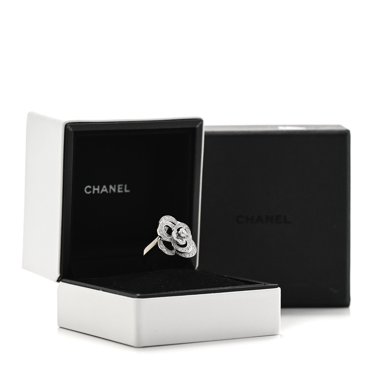 Chanel 18K White Gold Diamond Fil de Camelia Ring 51 5.75 7 of 7